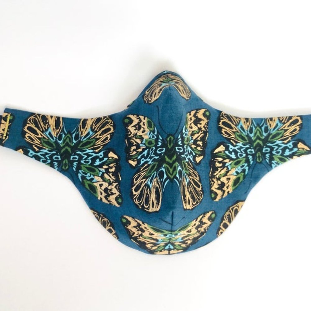 NIP • Handmade Metallic Butterfly Print Face Mask